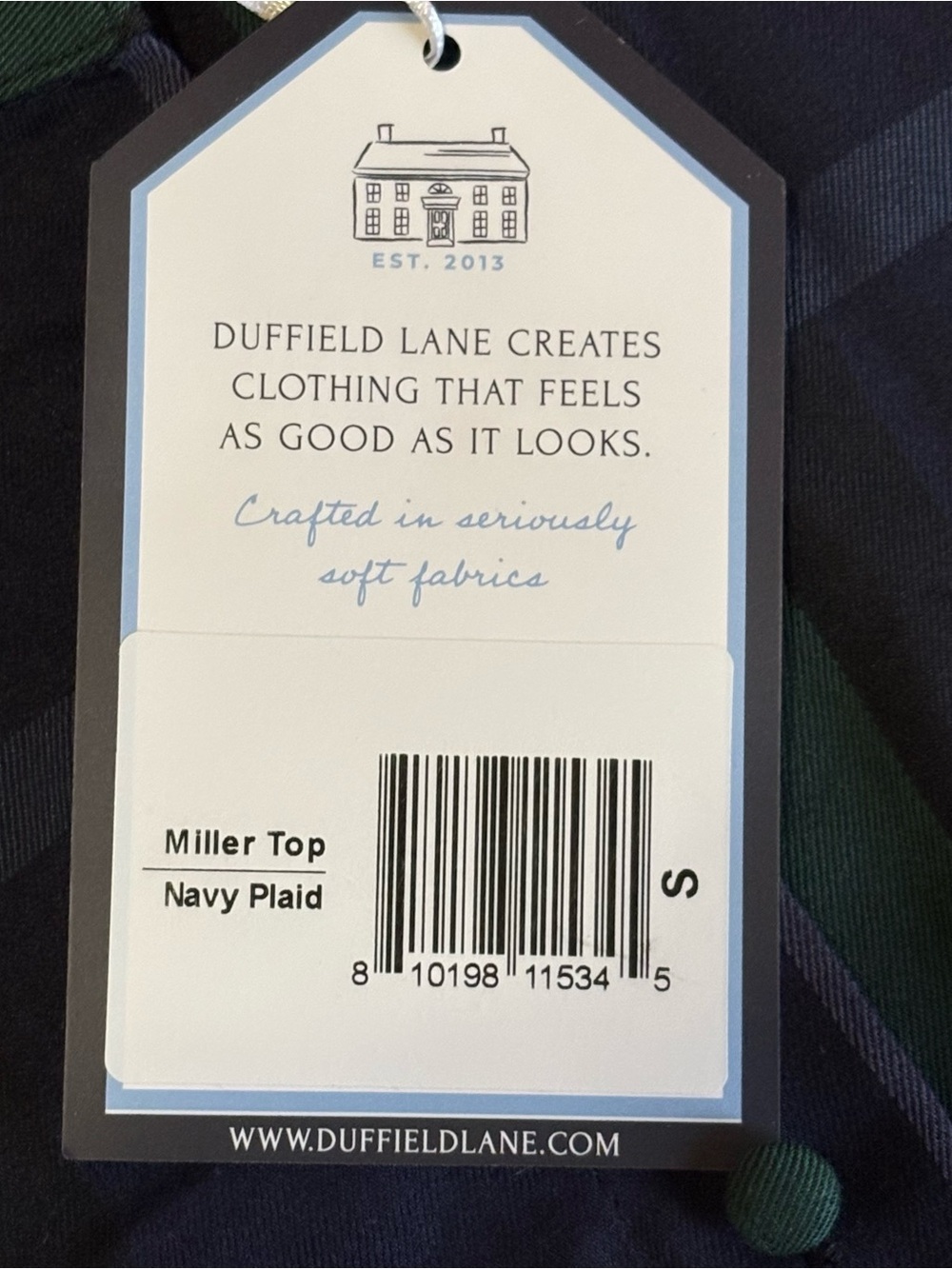Duffield Lane Women's MILLER TOP NAVY PLAID ruffle collar Size S NWT MSRP $197 - Picture 8 of 14